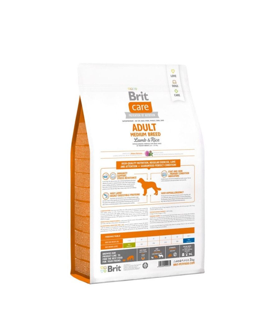 Brit Care Dog Hypoallergenic Adult Medium Breed, jagnięcina i ryż 3kg