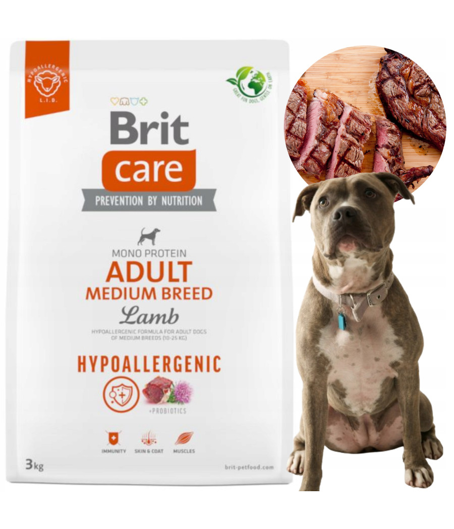 Brit Care Dog Hypoallergenic Adult Medium Breed, jagnięcina i ryż 3kg