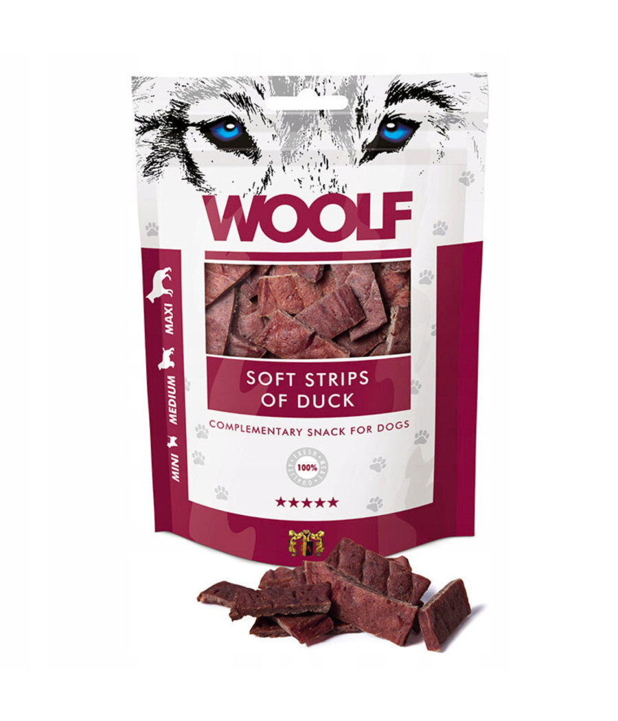 Przysmak dla psa Woolf Soft Strips of Duck 100 g