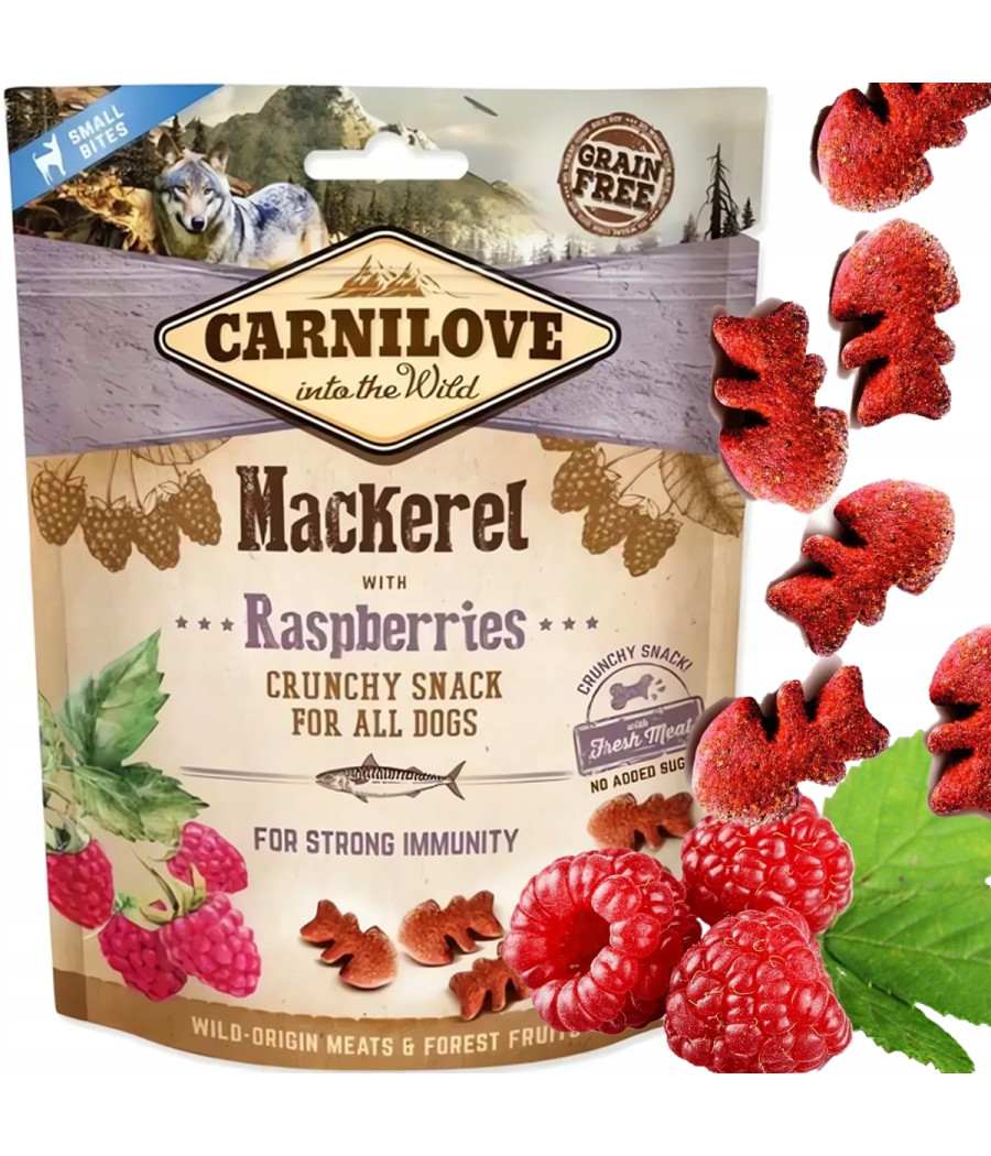 Carnilove Smaczki dla psa makrela z malinami 200 g