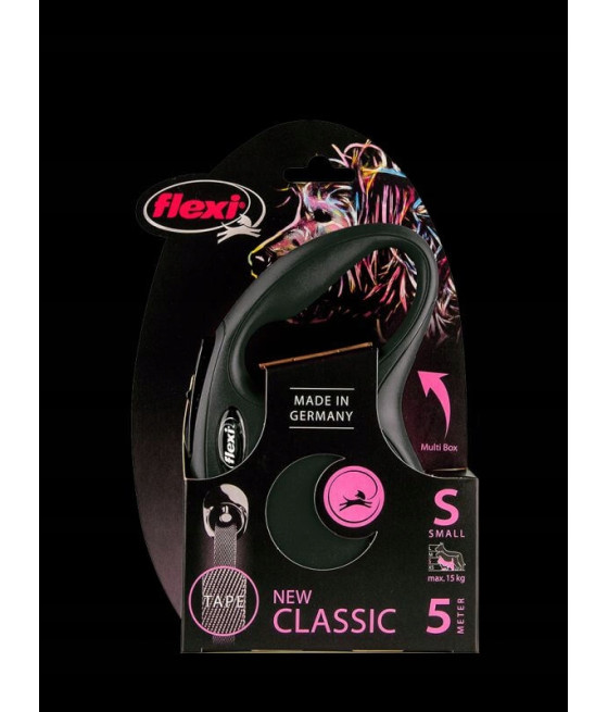 FLEXI Smycz automatyczna NEW CLASSIC taśma S 5m czarna