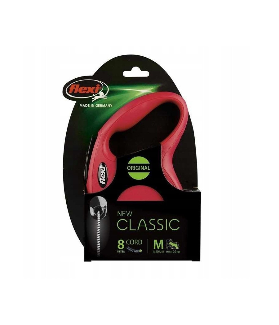 FLEXI Smycz Automatyczna New Classic M Linka 8m do 20kg Czerwona