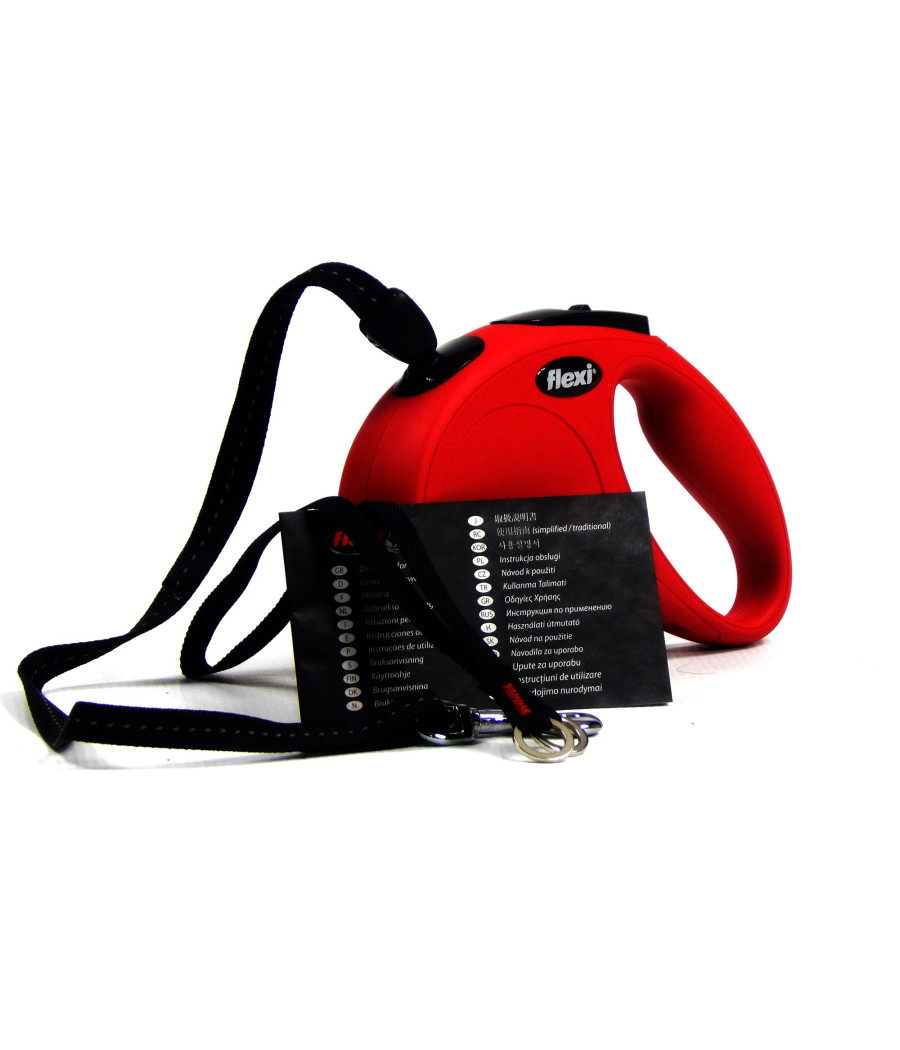 FLEXI Smycz Automatyczna New Classic M Linka 8m do 20kg Czerwona