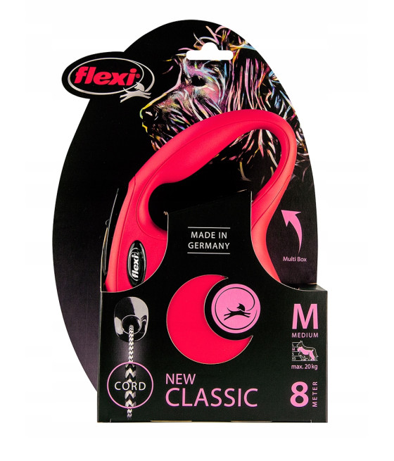 FLEXI Smycz Automatyczna New Classic M Linka 8m do 20kg Czerwona