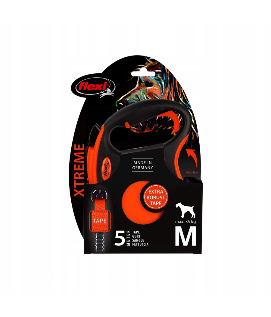 Flexi Xtreme M Taśma 5m Czarna/Pomarańczowa 35kg