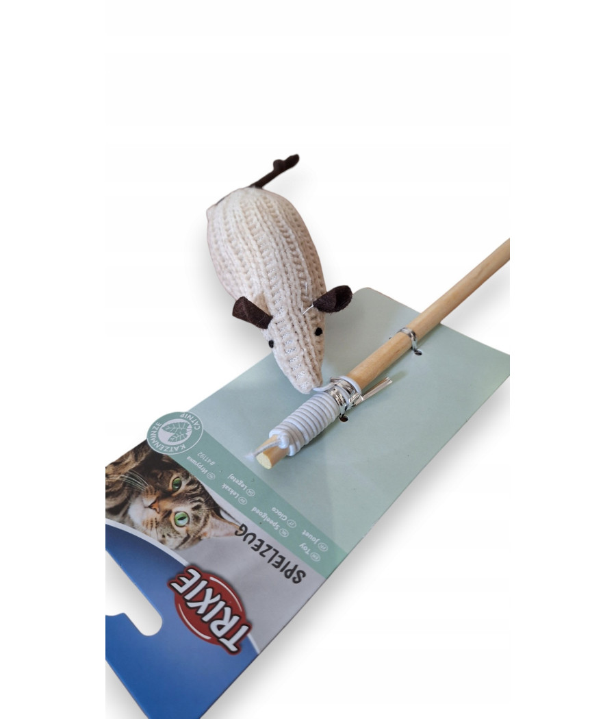 Wędka z pluszową myszką i z kocimiętką - 40 cm - TRIXIE
