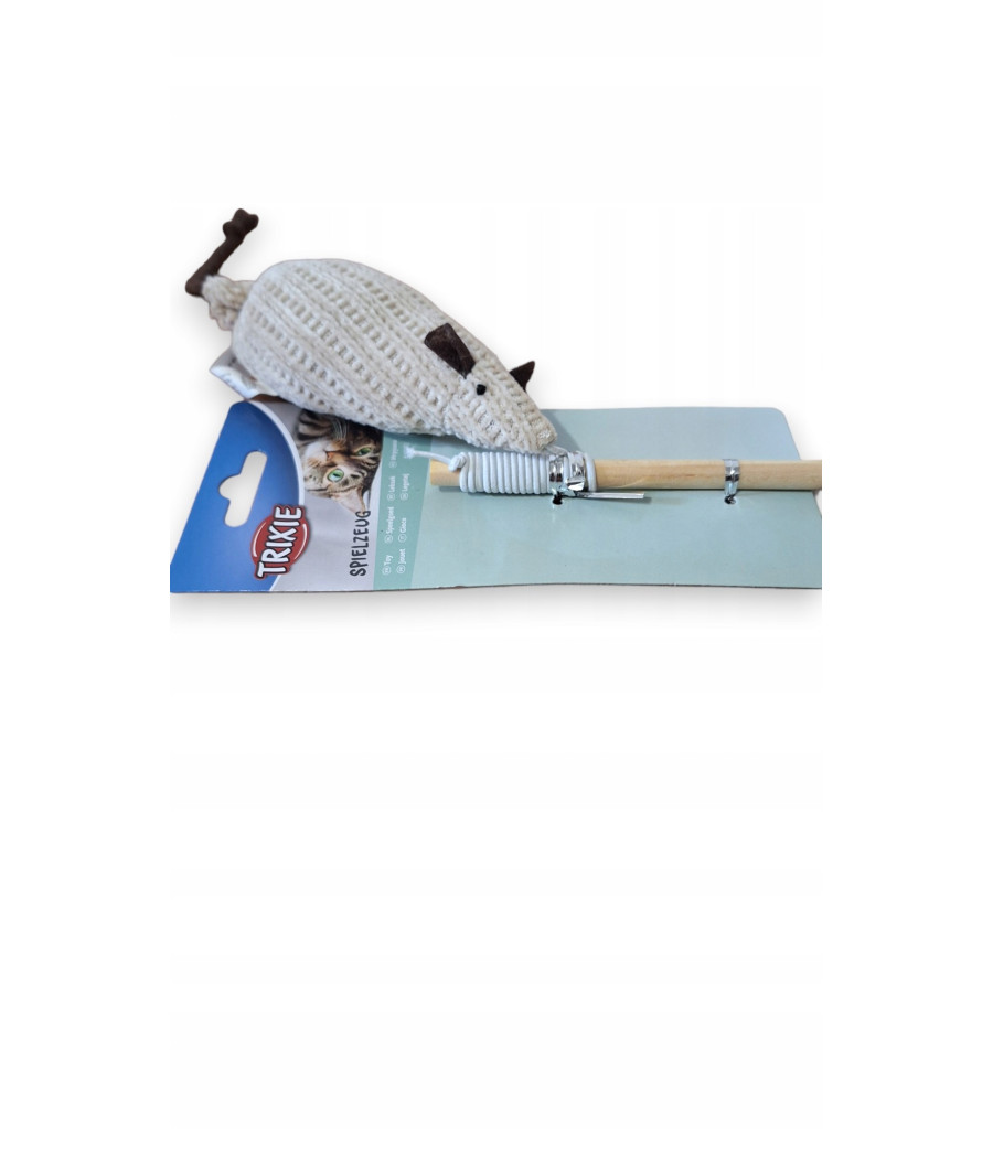 Wędka z pluszową myszką i z kocimiętką - 40 cm - TRIXIE
