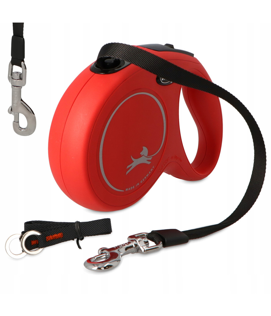 FLEXI Smycz Automatyczna New Classic M taśma 5m do 25kg czerwona