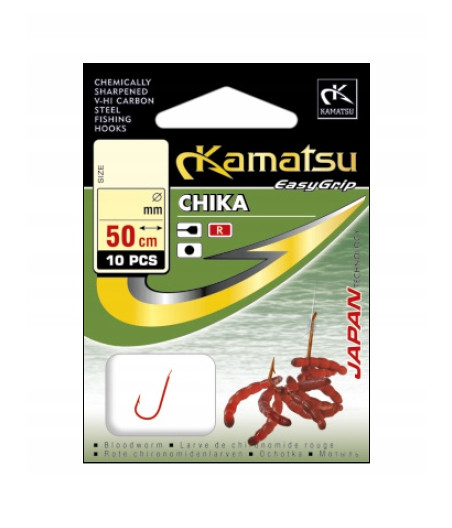 Haczyki z przyponem, z zadziorem Kamatsu Chika 10 szt.