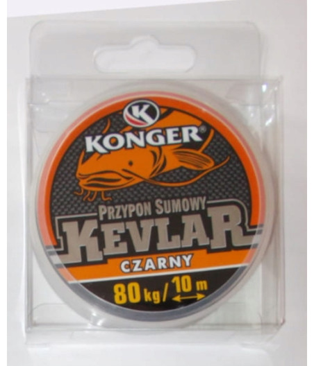Plecionka Konger Przypon sumowy kevlarowy czarny 0,78 mm x 10 m