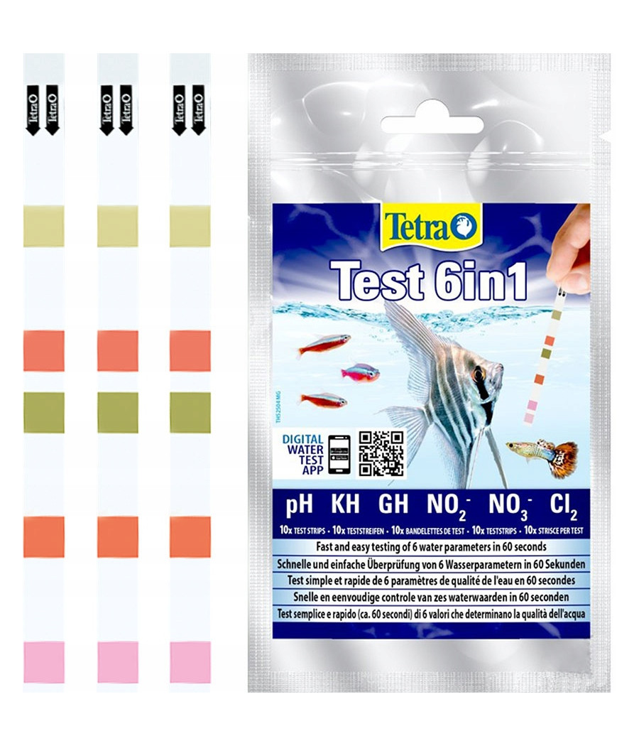 Tetra Test paskowy określający pH, KH, GH, NO2, NO3, Cl2.