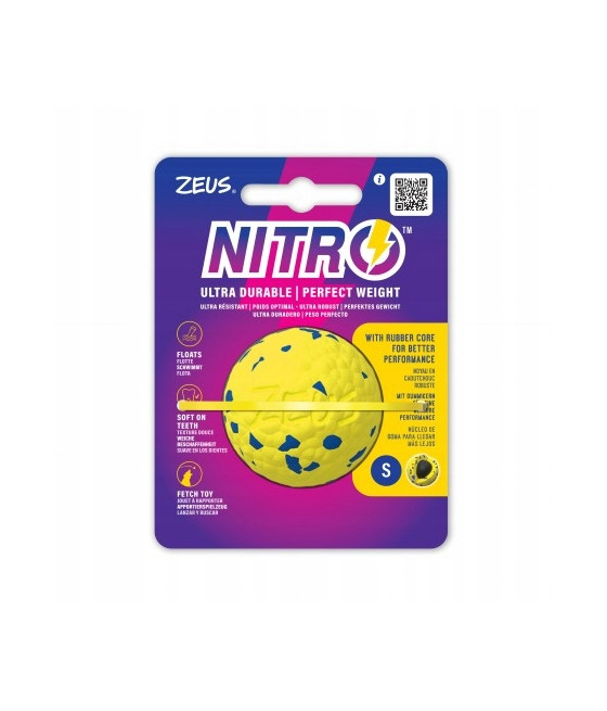 Zeus Nitro, piłka z gumowym rdzeniem, zabawka, dla psa, S, 5 cm