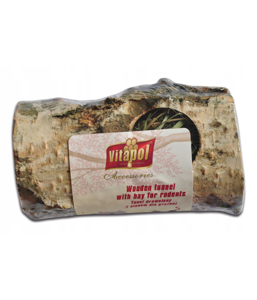 Drewniany tunel z siankiem dla chomika naturalna zabawka Vitapol 10 cm S Drewniany tunel z siankiem dla chomika naturalna zabawka Vitapol 10 cm S