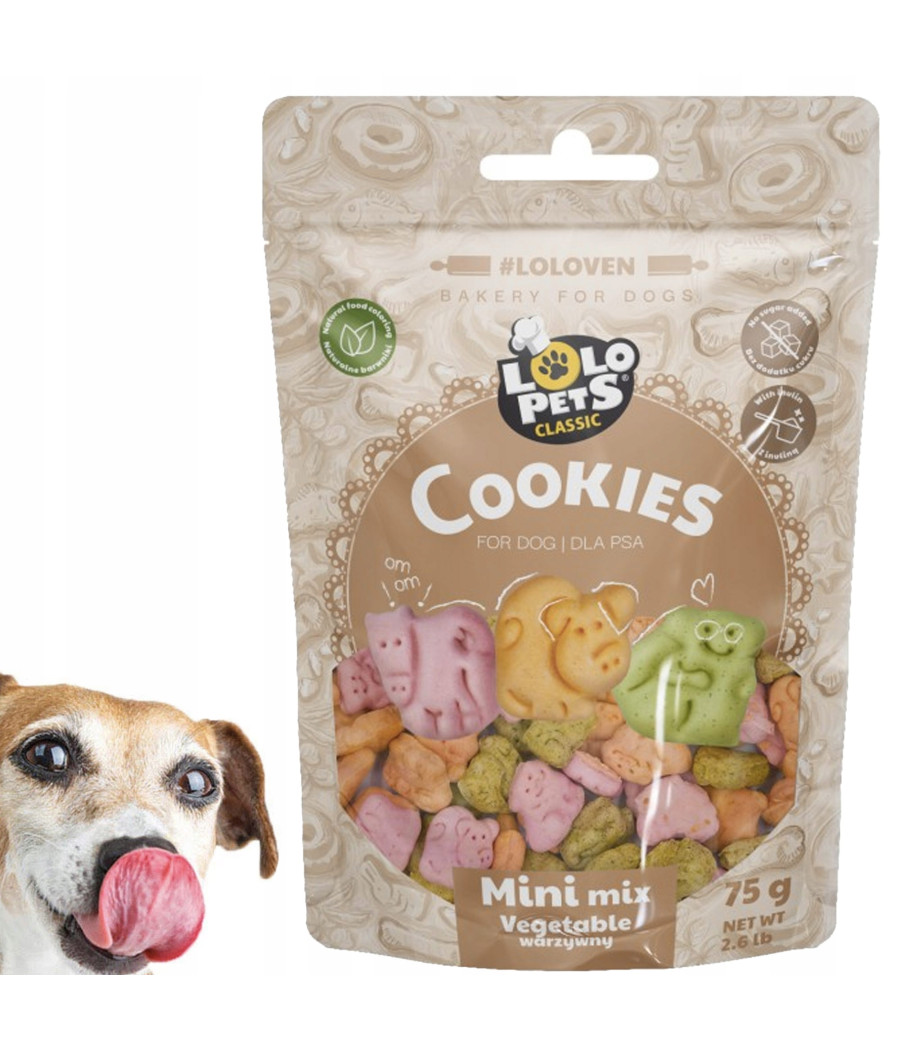 Ciastka dla psa mini mix zwierzątka warzywne 75g