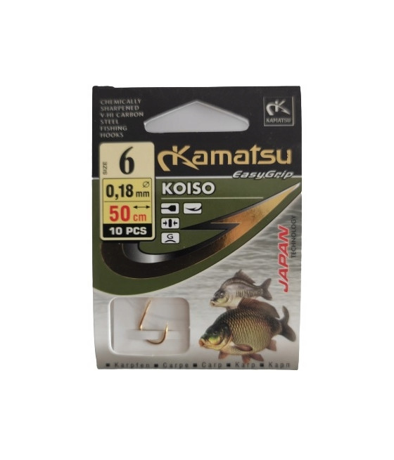HACZYKI Z PRZYPONEM KAMATSU KOISO KARP nr6 50cm 10szt 520410106