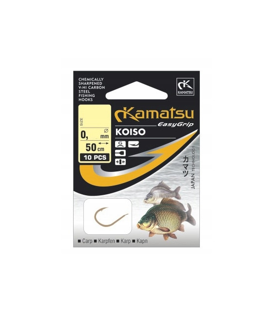 HACZYKI Z PRZYPONEM KAMATSU KOISO KARP nr4 50cm 10szt 520410104