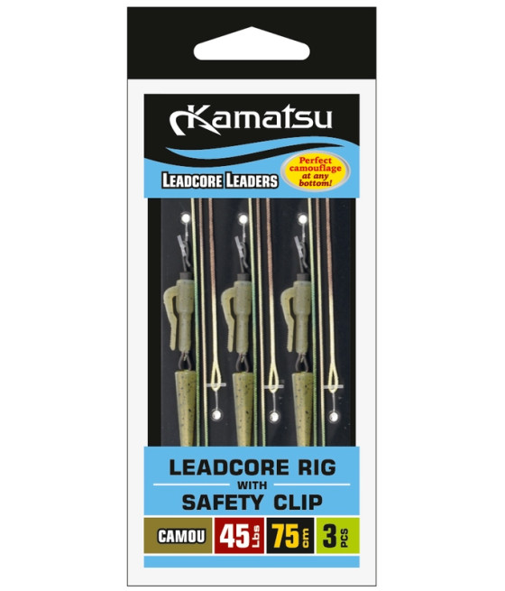 KAMATSU LEADCOR BEZPIECZNY KLIPS CAMOU 75cm 45lbs