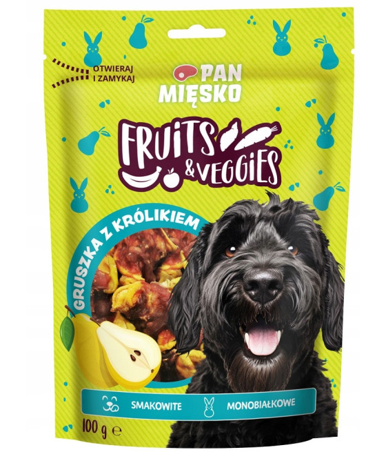 Pan Mięsko przysmak dla psa GRUSZKA OWINIĘTA KRÓLIKIEM 100g Fruits&Veggies