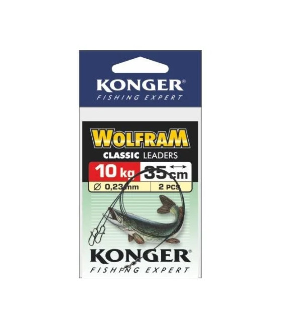 Konger przypon wolfram zielony 35 cm 10 kg 2szt.