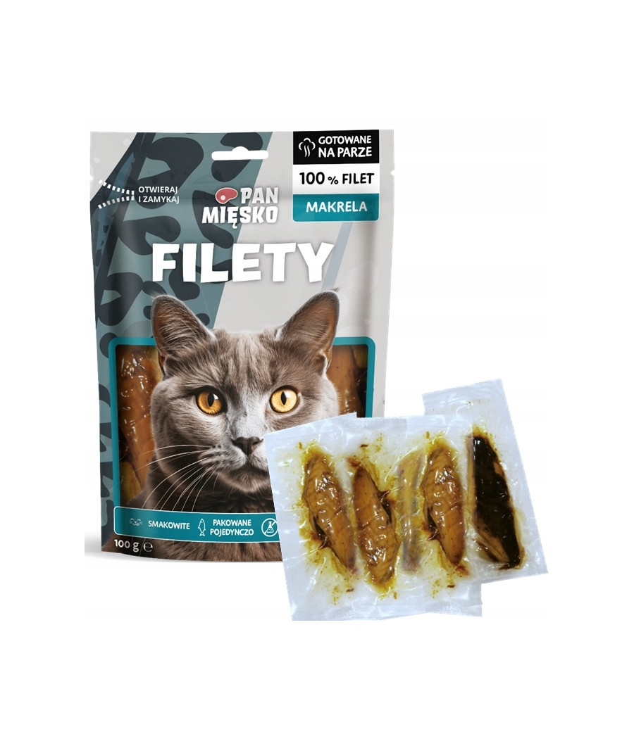 Przysmak dla kota Pan Mięsko Filety Makrela 100g