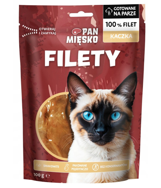 Pan Mięsko przysmak dla kota filety - KACZKA 100g
