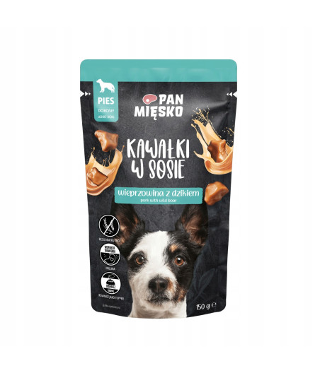 Pan Mięsko Karma mokra dla psa Kawałki w sosie Wieprzowina z dzikiem 150g
