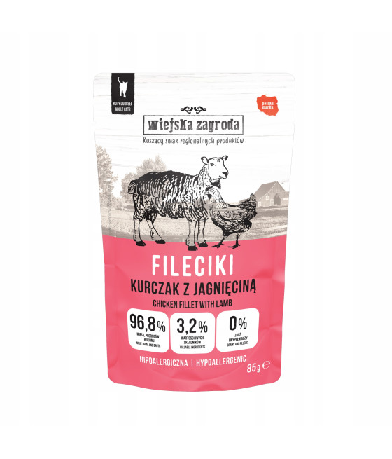 Wiejska Zagroda Karma mokra dla kota Fileciki Kurczak z jagnięciną 85g