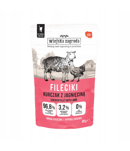 Wiejska Zagroda Karma mokra dla kota Fileciki Kurczak z jagnięciną 85g