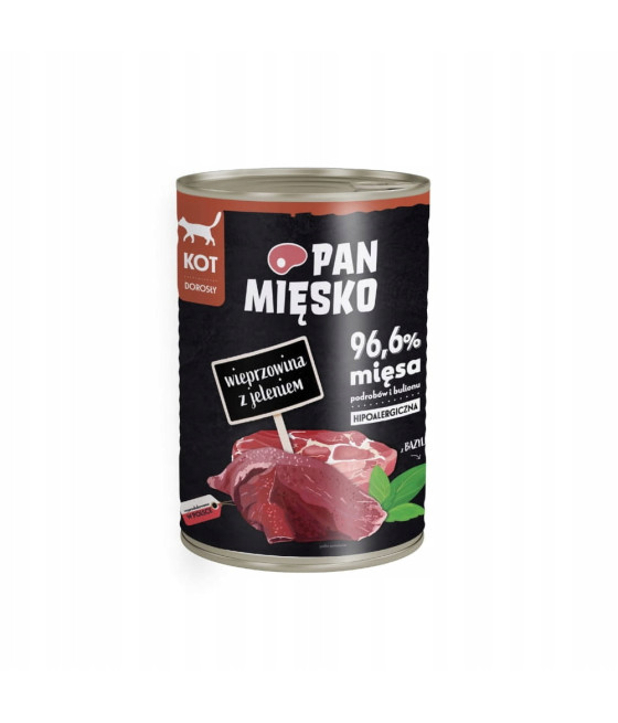 Pan Mięsko dla kota Wieprzowina z jeleniem 400g