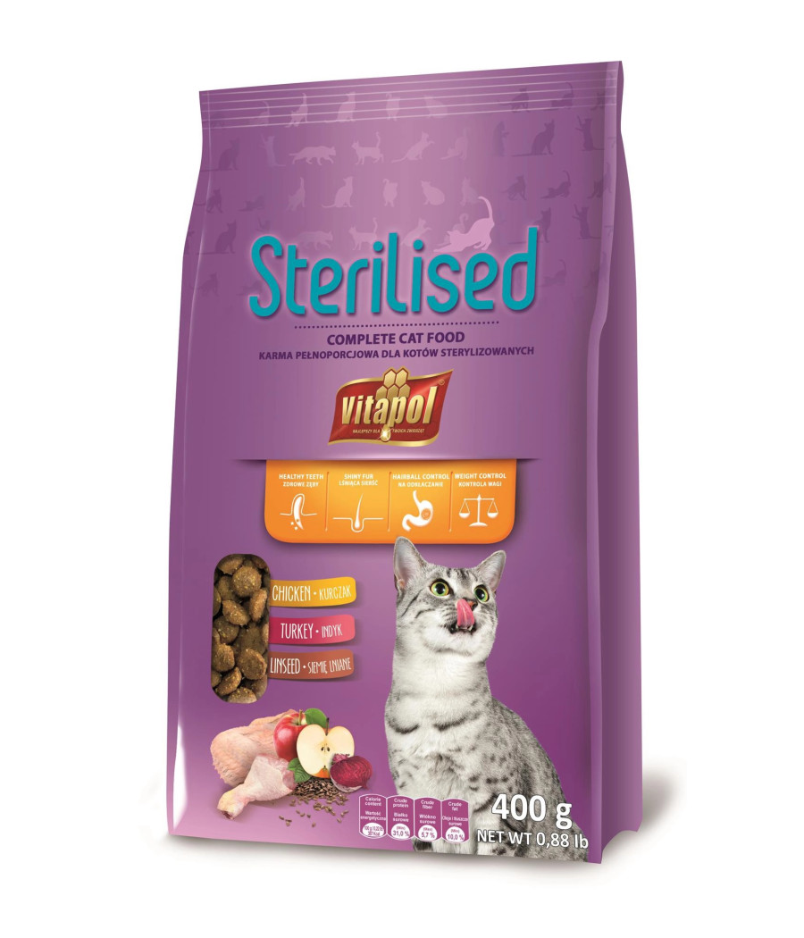 KARMA DLA KOTÓW PO STERYLIZACJI 400g KARMA DLA KOTÓW PO STERYLIZACJI 400g