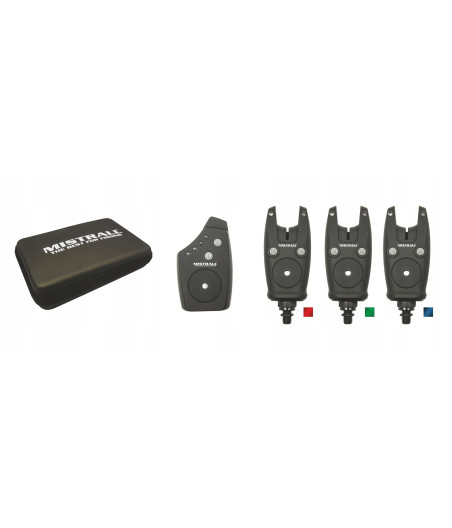Zestaw Sygnalizatorów Brań Mistrall SLIM R1 3+1 Red/Green/Blue