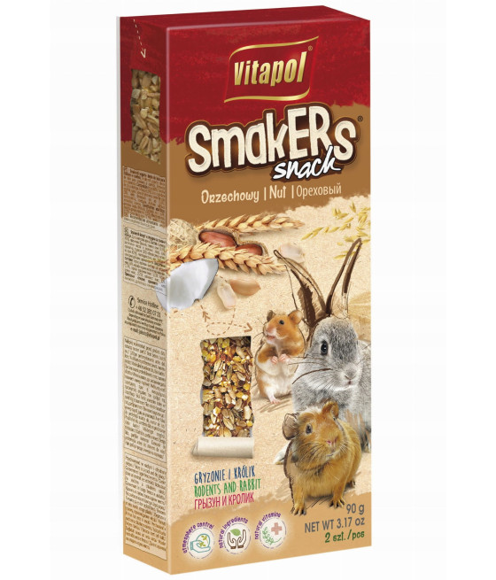 Vitapol Smakers Snack - Kolby dla gryzoni 2 sztuki, orzechowe