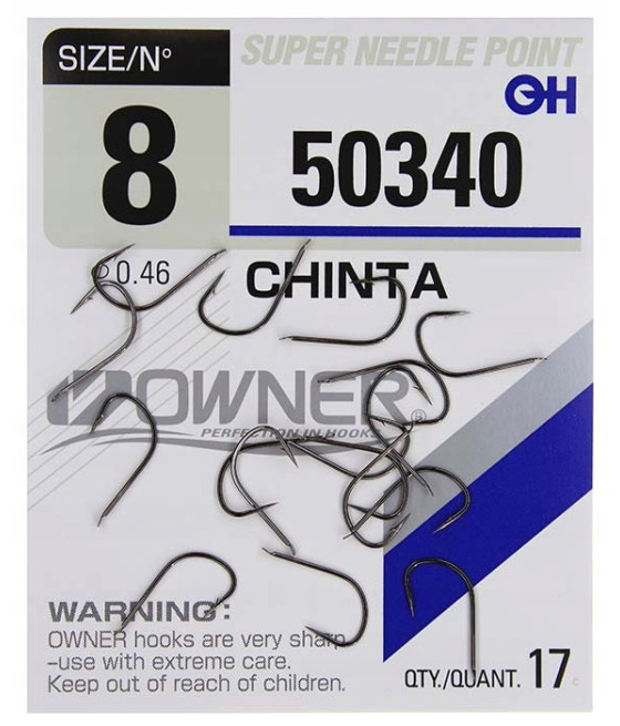 Haczyki gruntowe, spławikowe, z zadziorem Owner Chinta 17 szt. nr 8