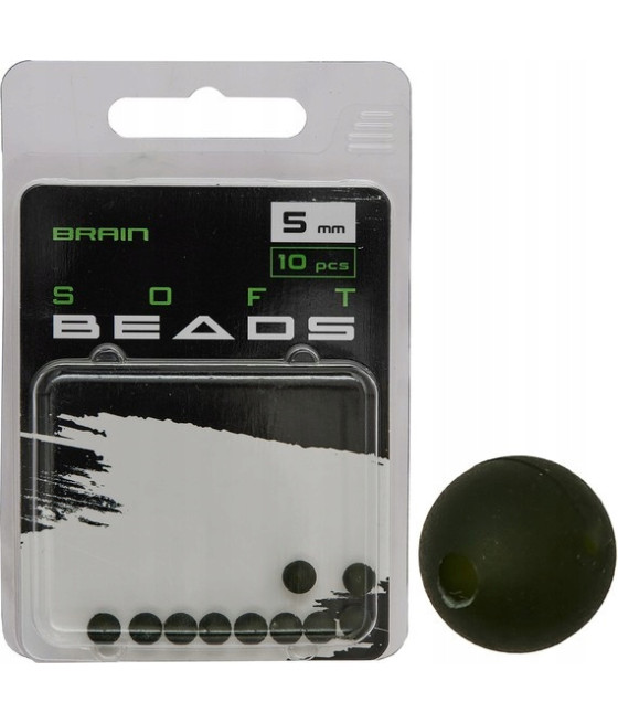Koraliki gumowe miękkie Brain Soft Beads Zielone 5mm 10szt