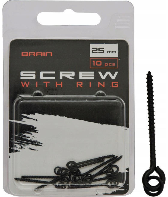Wkręt do przynęt z kólkiem Brain Screw with Ring 25mm 10szt