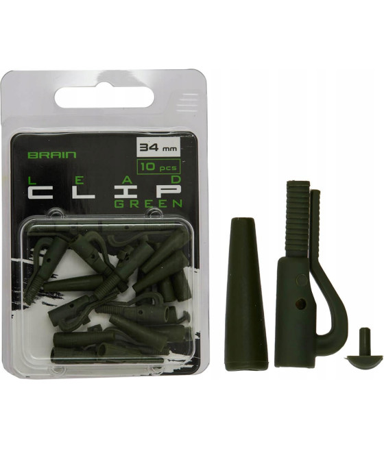 Bezpieczny klips z pinem Brain Lead Clip With Stopper 34mm Zielony