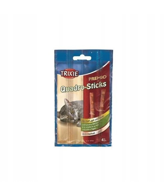 Trixie Quadro-Sticks Kabanosy odkłaczające dla kota Drób i wątróbka 4 x 5g