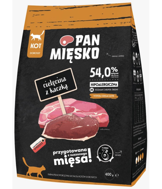 Pan Mięsko karma dla kota Cielęcina z kaczką 400g