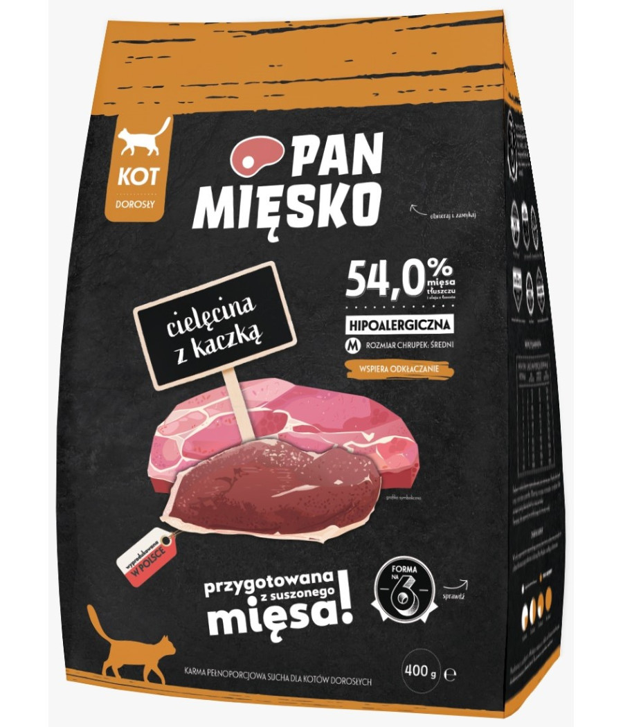Pan Mięsko karma dla kota Cielęcina z kaczką 400g
