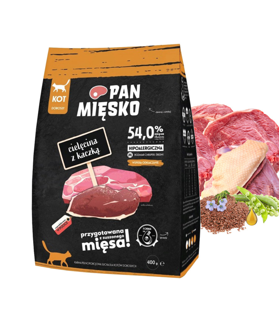 Pan Mięsko karma dla kota Cielęcina z kaczką 400g