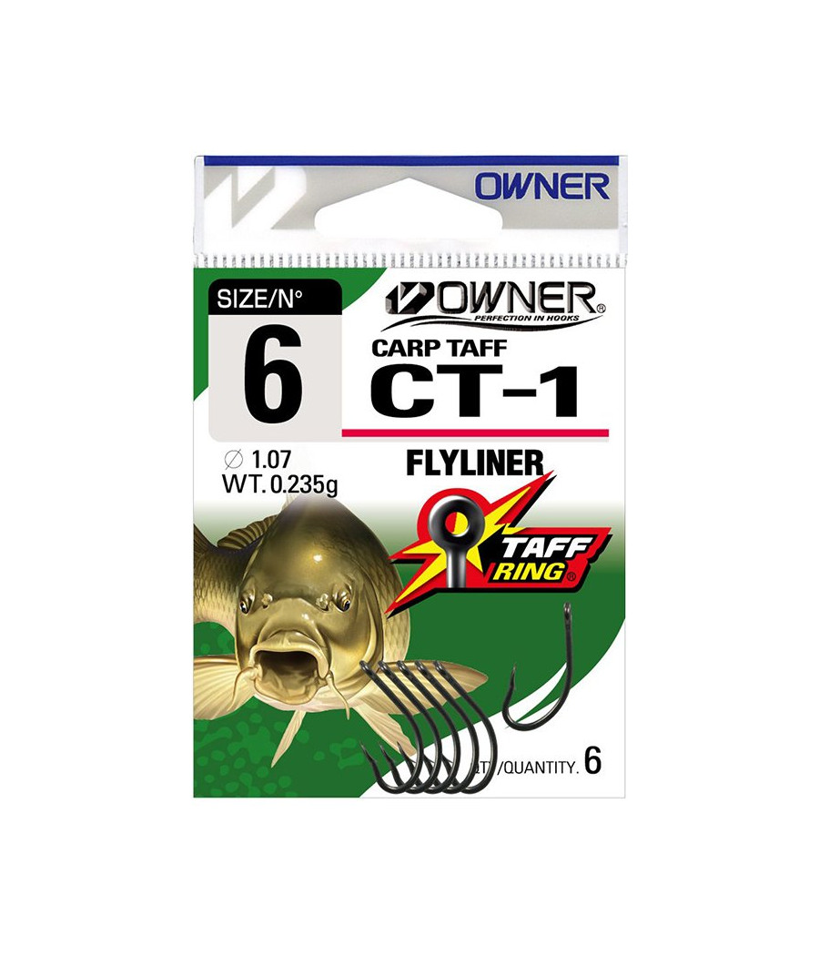 Haczyki Owner Carp Taff CT1 rozm.2 czarny 5szt Haczyki Owner Carp Taff CT1 rozm.2 czarny 5szt