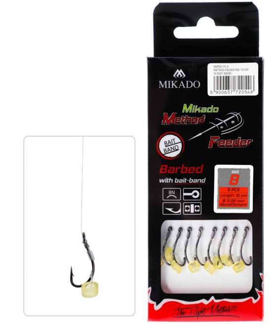 PRZYPON MF - Z GUMKĄ - hak z zadziorem nr 8 MIKADO