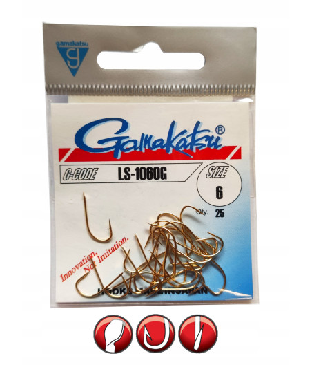 Haczyki gruntowe, spławikowe, z zadziorem Gamakatsu 1060G 25 szt.
