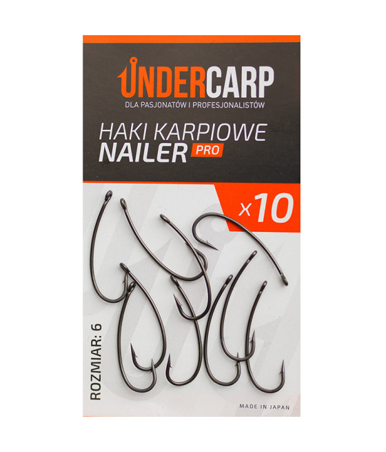 Haki Karpiowe - NAILER - PRO - UNDERCARP rozm.6 - 10 szt