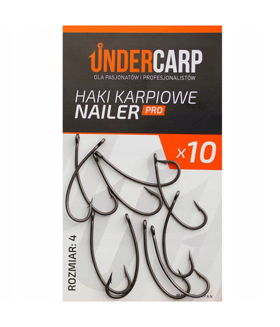 Haki Karpiowe - NAILER - PRO - UNDERCARP rozm.4 PRO 10 szt.