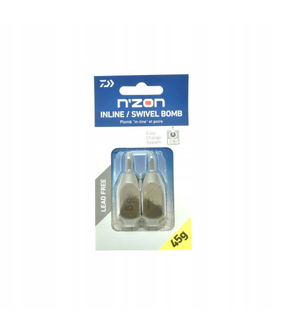 Ciężarki do method feeder Daiwa N'Zon Inline Swivel Bomb 45g 2szt