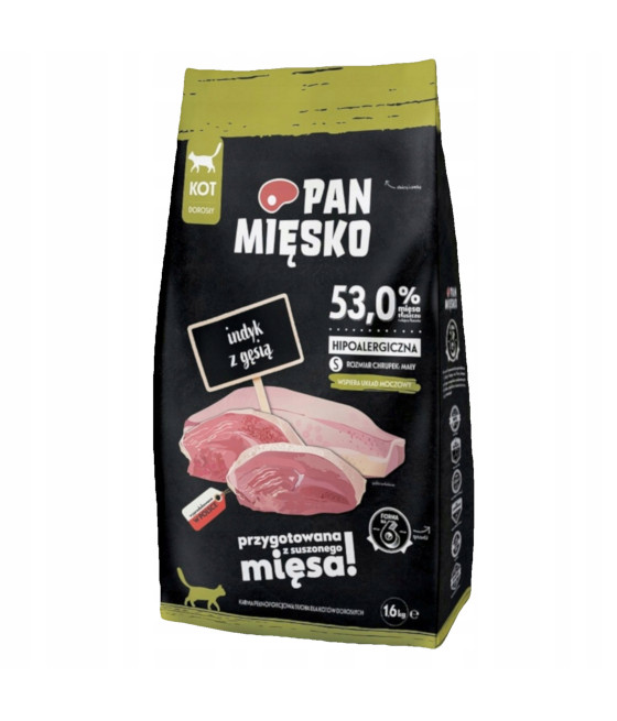 Pan Mięsko Karma sucha dla kota Indyk z gęsią S 1,6kg
