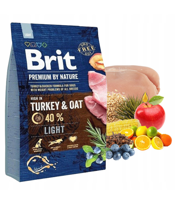 Brit Premium By Nature Light Turkey&Oat Sucha Karma dla Psa 3kg