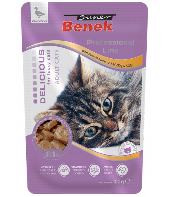 Super Benek DELICIOUS Saszetki dla kota Kaczka w Sosie 24x100g