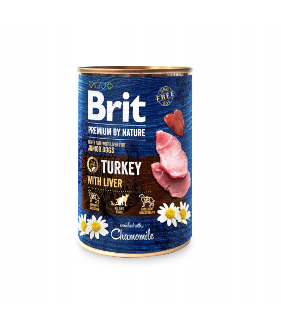 Brit Premium Karma Mokra dla Psów Junior Indyk z Wątróbką 400g